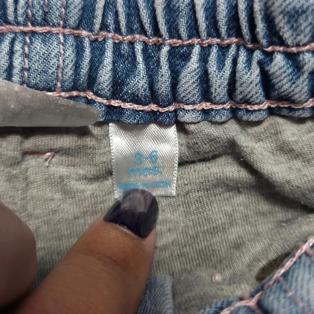 Vintage Childrens Place Baby Girl Floral Embroidered Lined Jeans 3-6 Months Blue